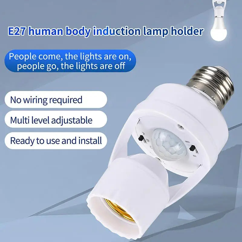 360° PIR Motion Sensor E27 Lamp Socket Adapter AC85-265V