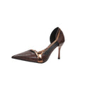 Design Pointed Stiletto Heel Stone Pattern Heels Women's 2025 Spice