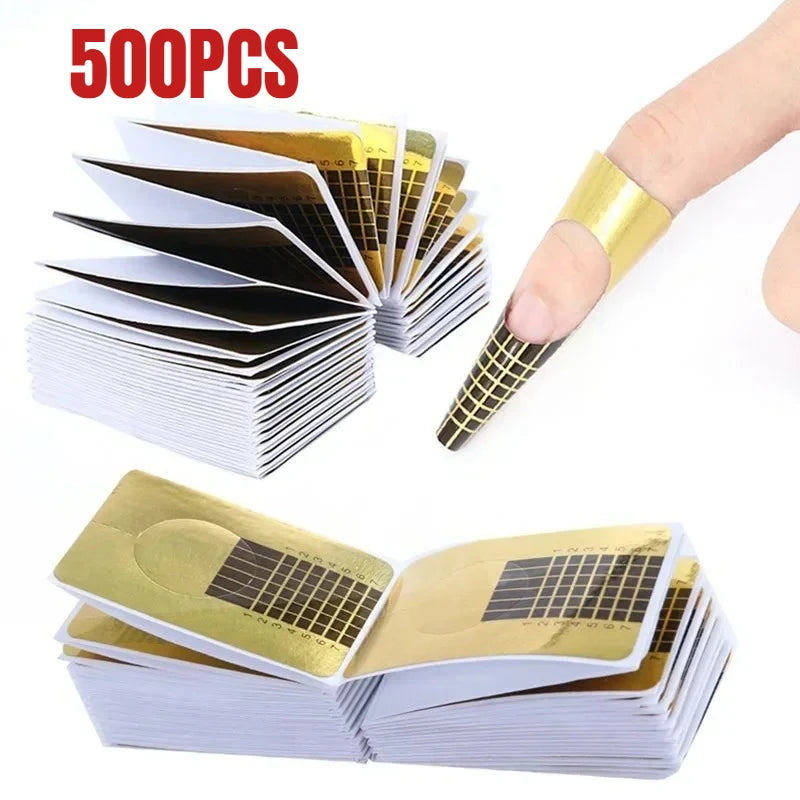20/100/500PCS French Nail Form Tips Acrylic UV Gel Extension Curl Form Builder Sticker Art Guide Paper Manicure Stencil Zpaxo