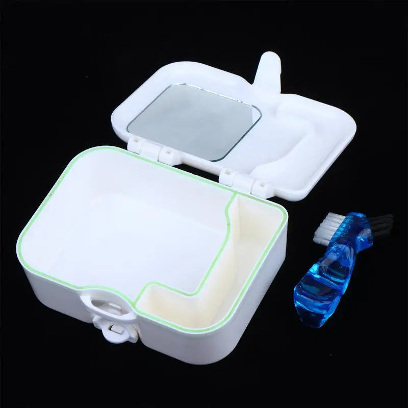 Portable Denture Case Kit with Mirror & Brush | Travel Storage Denture Storage Case Zpaxo