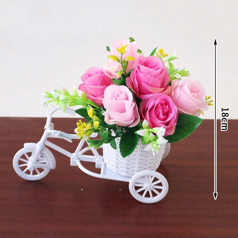 MRattan Flower Basket Vase Tricycle Bicycle Model Home Garden Wedding Zpaxo A16