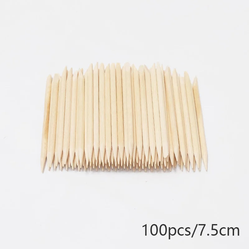 Nail Cuticle Pusher Orange Wood Sticks Nail Manicures Remover Wooden Design Nail Gel Polish Drawing Stick for Nail Art Zpaxo 100Pcs 7.5cm