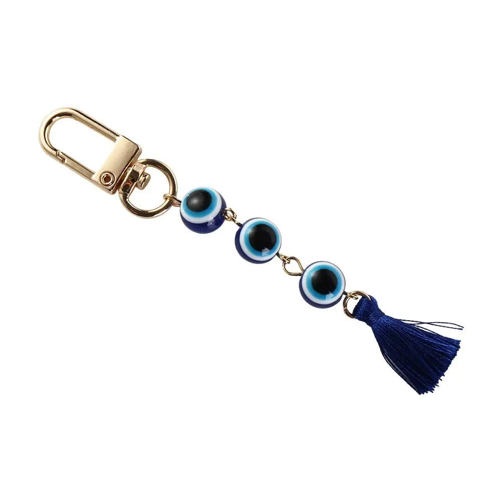Turkish Blue Eye Lucky Turkish Evil Eye Keychain Backpack Charms Durable Colorful Tassel Pendant Beads Resin Demon Eye Keyring Zpaxo Blue-