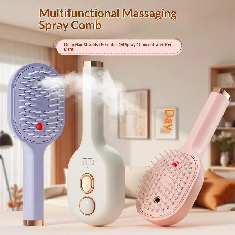 Electric Steam Spray Hair Brush – USB-C Anti-Frizz Styling Comb