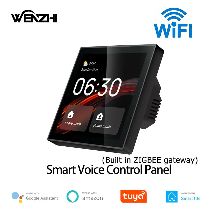 WiFi Voice Control Panel Build in ZigBee Hub Alexa Command Scene Switch 4inch Screen Tuya Smart Life Home Automation Full System Zpaxo China Mainland