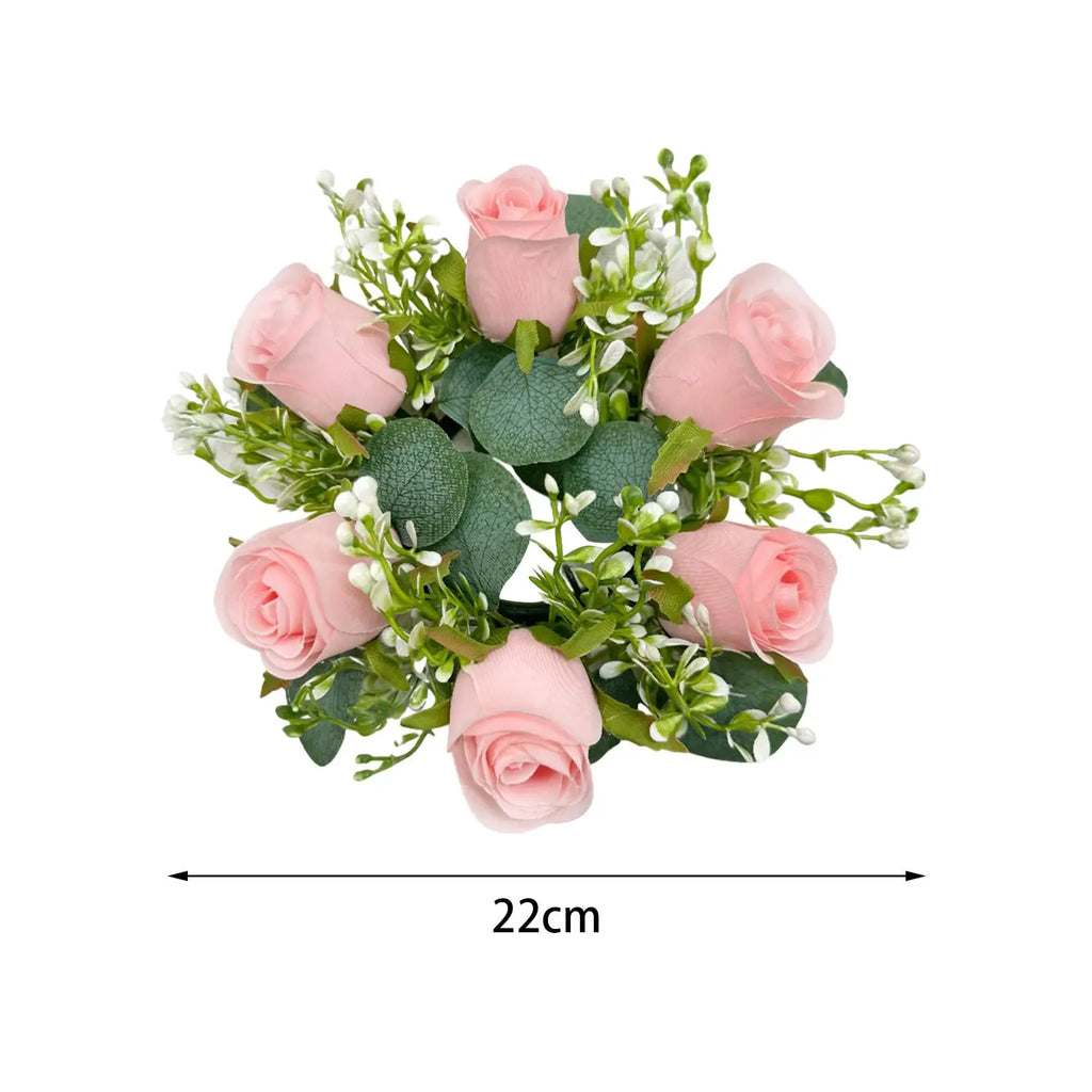 Artificial Flower Candle Ring Wreath | Pillar Candle Holder Floral Candle Ring Zpaxo
