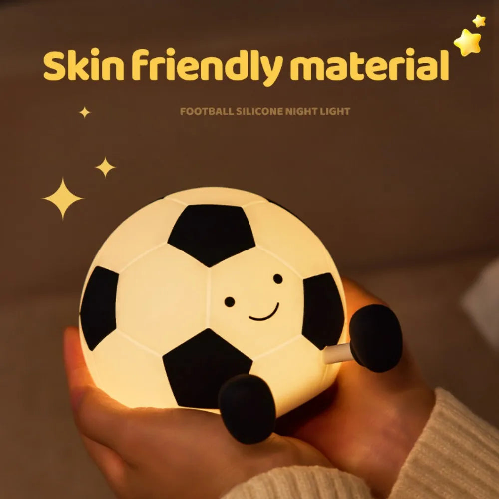 Silicone Soccer Night Light Rechargeable Dimmable Football Sleeping Nightlights Beside Table Lamp For Bedroom Decor Zpaxo