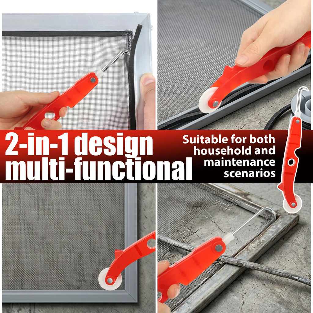Screen Spline Roller Tool 2 in 1 Window Screen Repair Tool Screen Installation Removal Tool with Hook for Door Window Mesh Zpaxo