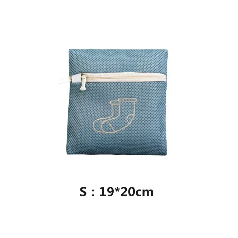 6 Size Embroidery Washing Machine Laundry Lingerie Bag Underwear Bra Socks Wash Net Large Capacity Clothes Storage Organizer Zpaxo S 19-20cm