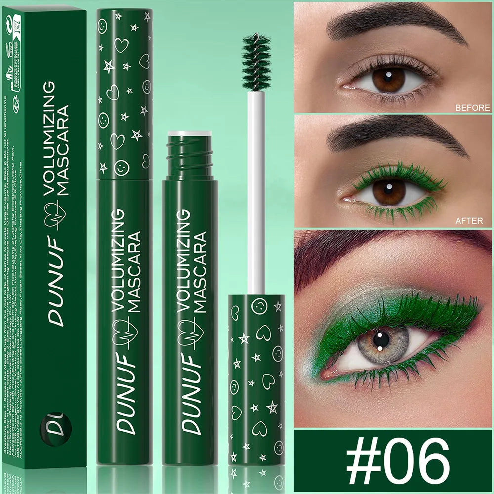 2pcs Green Purple Slender Curly Mascara, Color Mascara Waterproof Not Easy To Smudge, Portable Fine Brush Head，Holiday Makeup Zpaxo