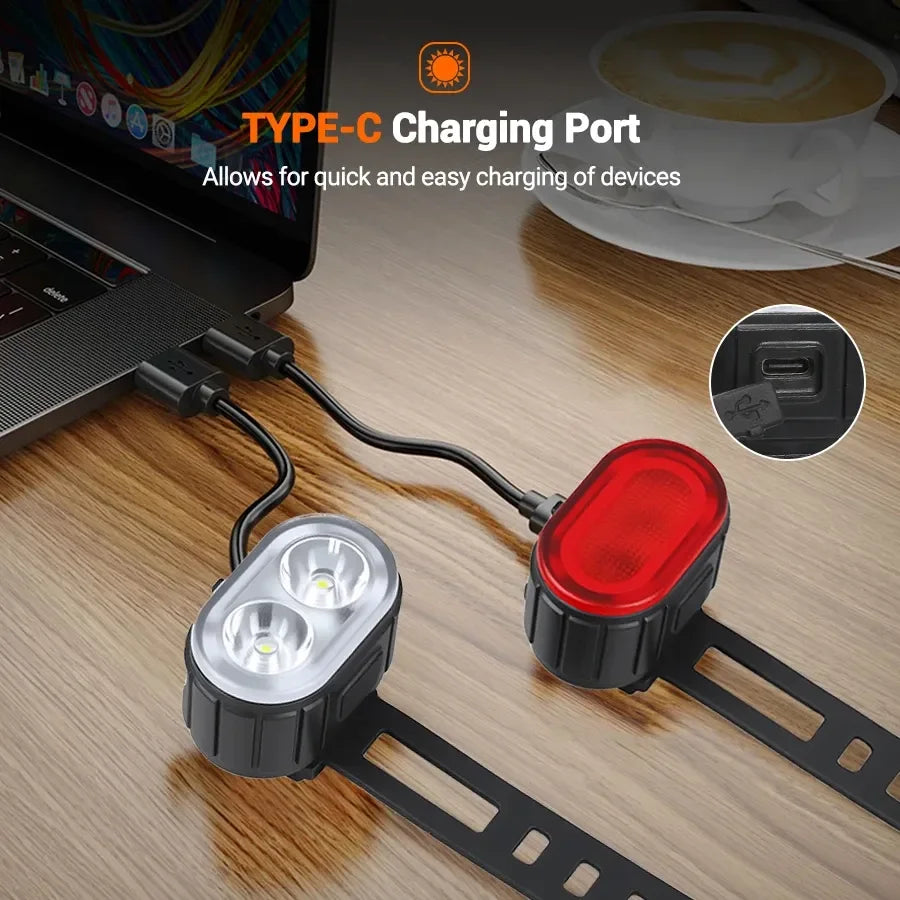 USB Rechargeable COB LED Bike Light Set – Front & Rear