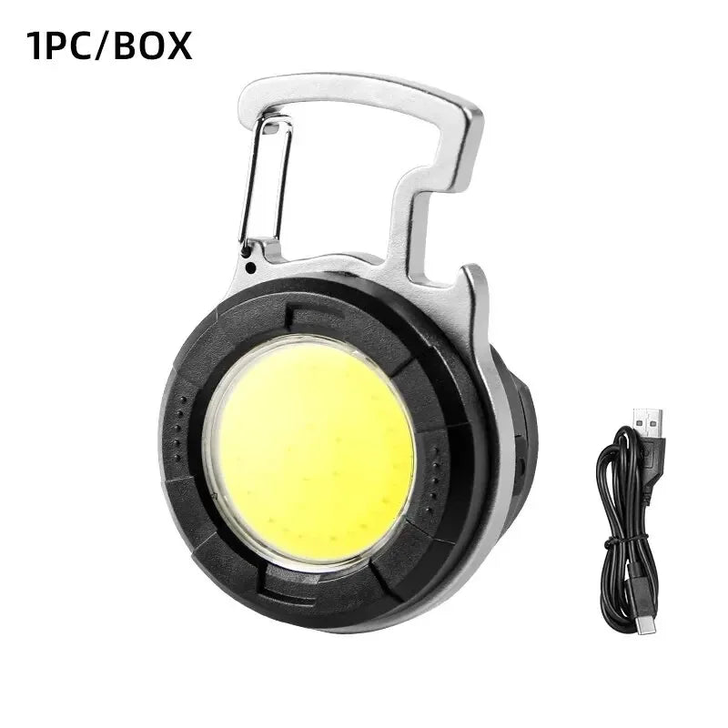 COB LED Keychain Flashlight – Type-C Rechargeable Mini Work Light Keychain Flashlight Zpaxo YT877 black