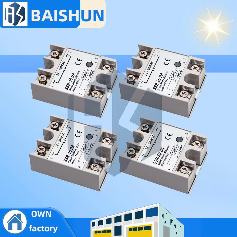 10A-50A SSR Solid State Relay Module, 10DA/25DA/40DA/50DA DC3~32V Input AC24~380V Output Zpaxo