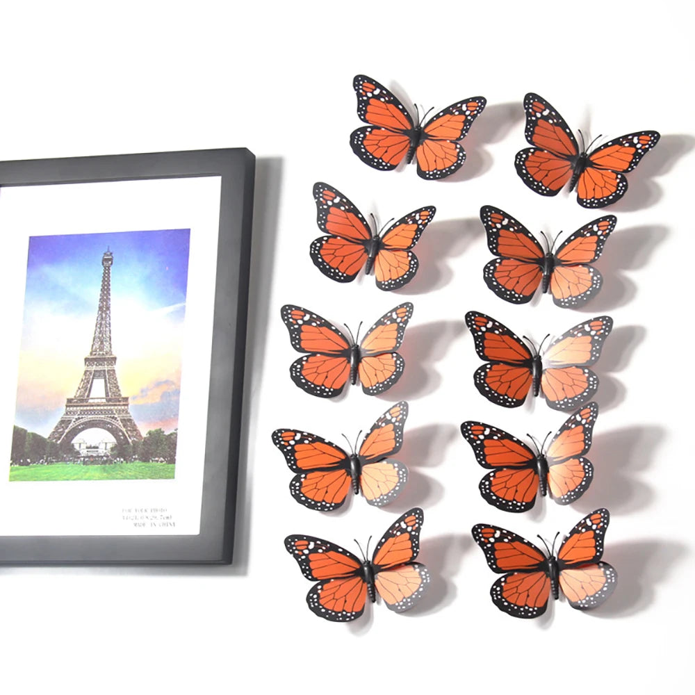 10-Pack 3D Monarch Butterfly Wall Stickers – Home & Party Decor