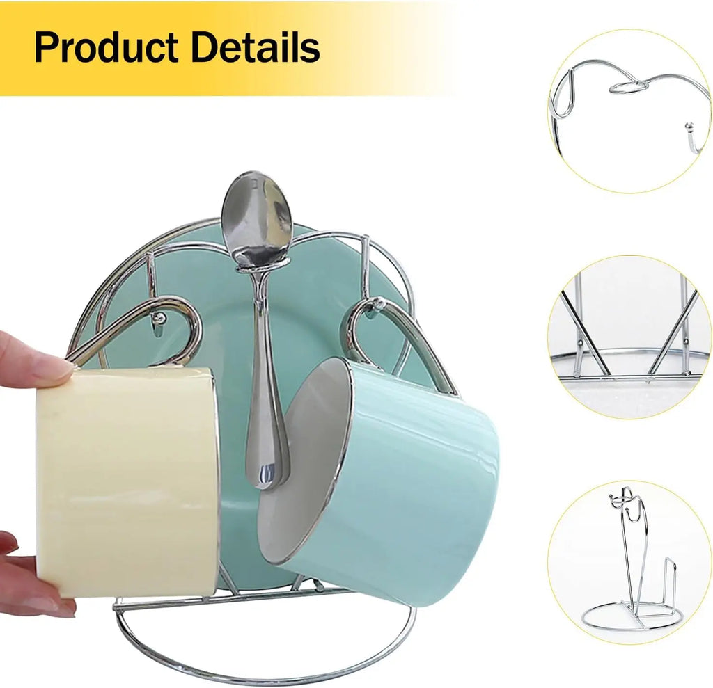 Metal Coffee Mug Rack & Cup Holder – Silver Kitchen Organizer