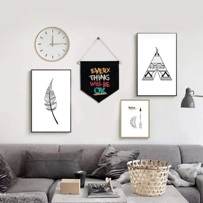 1 Brooch Pin Display Banner Nordic Minimalist Cotton Hanging Flag