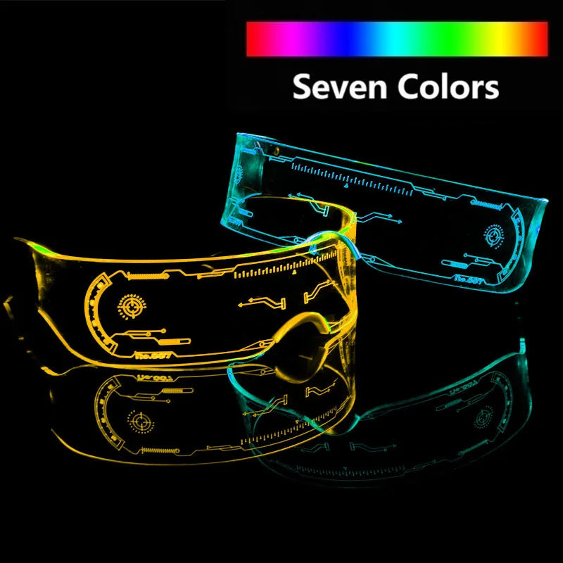 LED Light-Up Party Glasses – 7-Color Glowing Festival Goggles