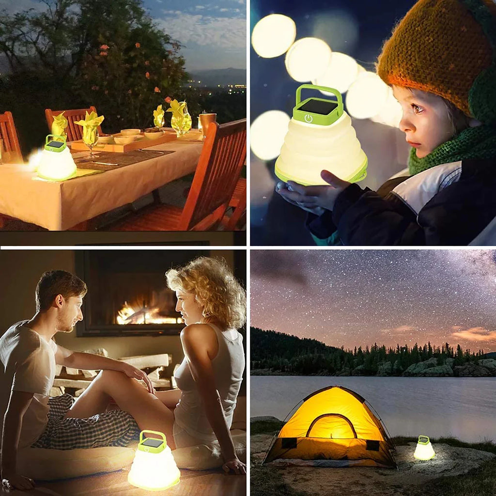 Solar LED Camping Lantern Light Portable USB Rechargeable Foldable Zpaxo