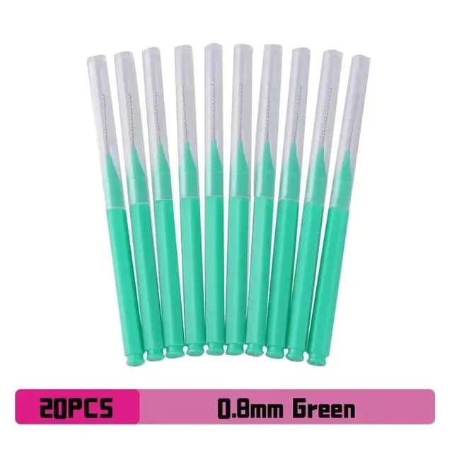 Interdental Brushes 20-Pack – Braces & Tooth Gap Cleaner Interdental Brush Zpaxo green