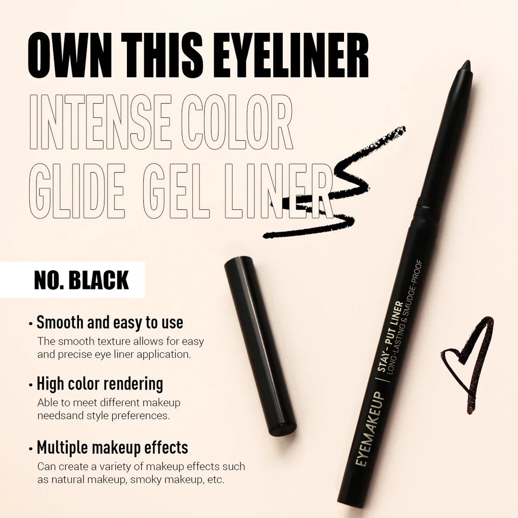 Waterproof Black Eyeliner Gel Pencil Lasting Natural Smooth Easy Wear Zpaxo