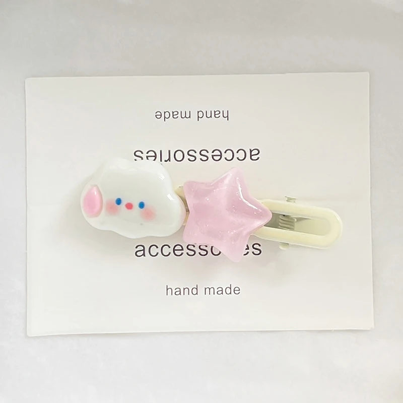 Cute Star Cloud Hair Clips – Pink Pentagram Barrettes for Girls