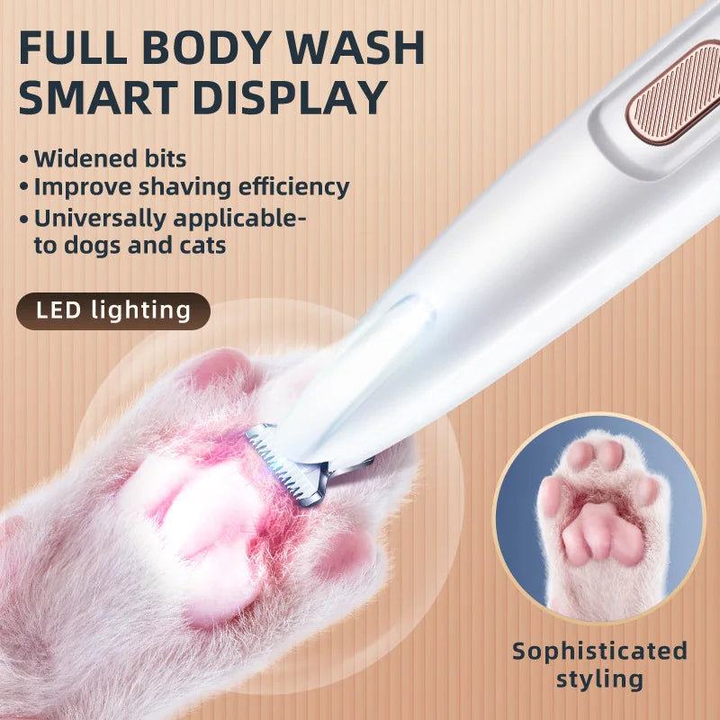 Dog Paw Trimmer LED Light Fully Waterproof Pet Hair Display Clippers