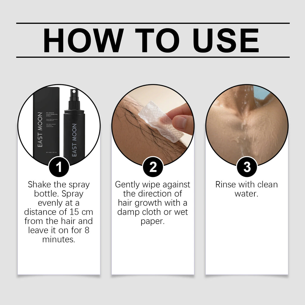 East Moon Argan Oil Hair Removal Spray Growth Inhibitor Body Intimate Area Good Smell Adult Permanent Painless Hair Remove Spray Zpaxo