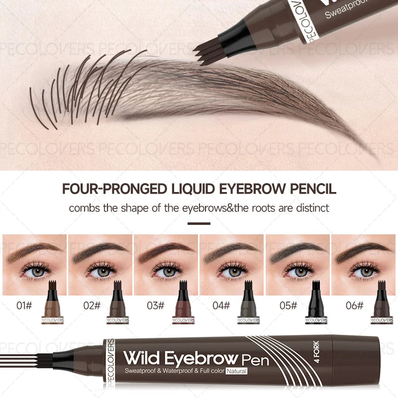 1pc 4 Points Eyebrow Pen Long Lasting Liquid Eyebrow Tattoo Pen Cosmetic Waterproof Professional Microblading Eyebrow Pencil Zpaxo
