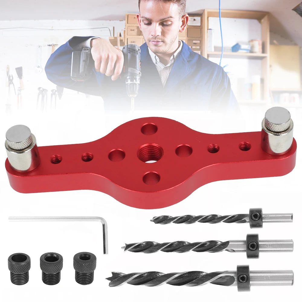 4.1 to 10cm Vertical Pocket Hole Jig Self Centering Dowel Drill Guide Pin Fixture Woodworking Sliding Drilling Punch Guide Set Zpaxo
