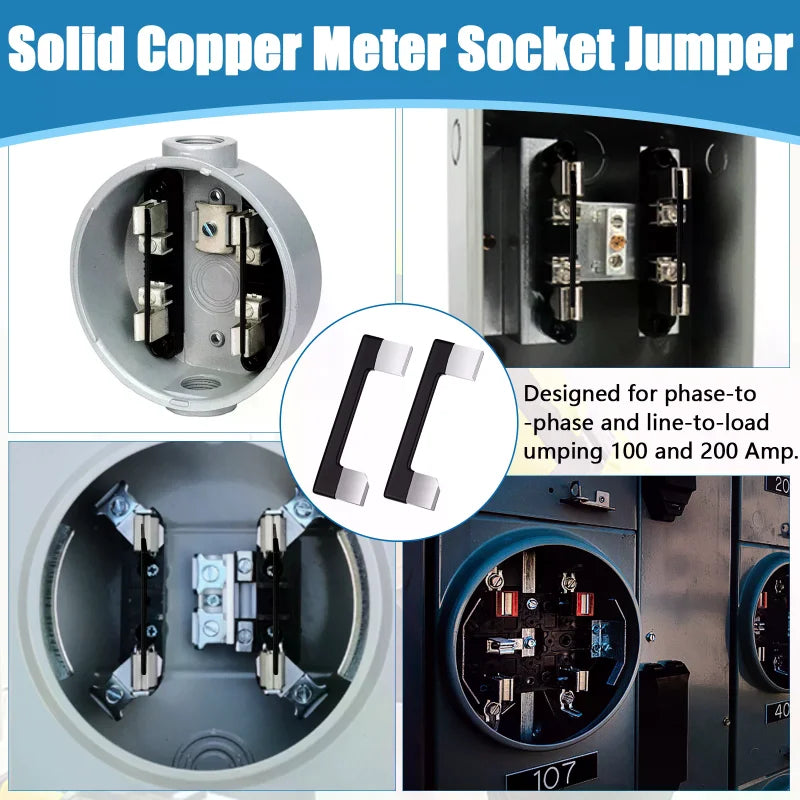12Pcs 200 Amp Meter Socket Jumper Assembly Bypass Jumper Bus Electrical Meter Base Jumper Link Standard 2-1/4'' Handles Strong I Zpaxo