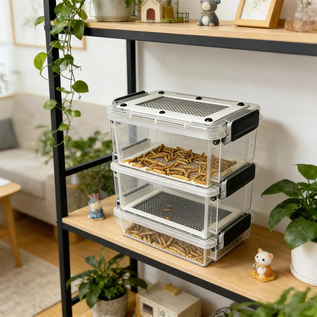 Mealworm Breeding Kit 3-Layer Silkworm Feeder Bin Corn Worm Breeder Box for Pet Parents Animal Lovers Keepers Breeders Hobbyists Zpaxo
