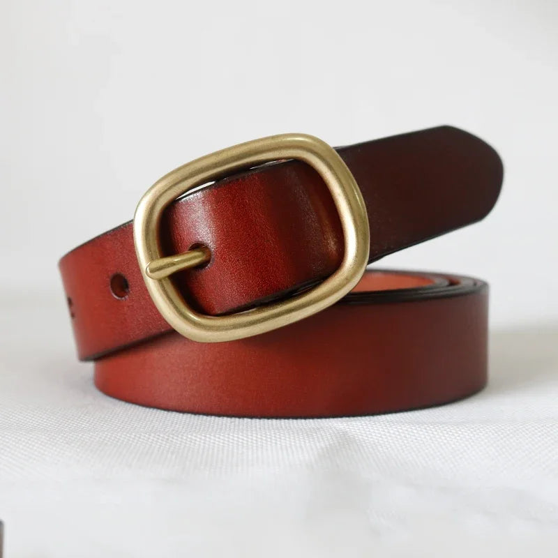 DINISITON Women S Belt Leather Belts Female Gold Pin Buckle Strap