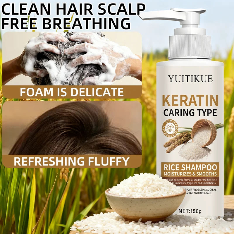 YUITIKUE Keratin Rice Shampoo – Repairs Damaged Hair 150g Hair Repair Shampoo Zpaxo