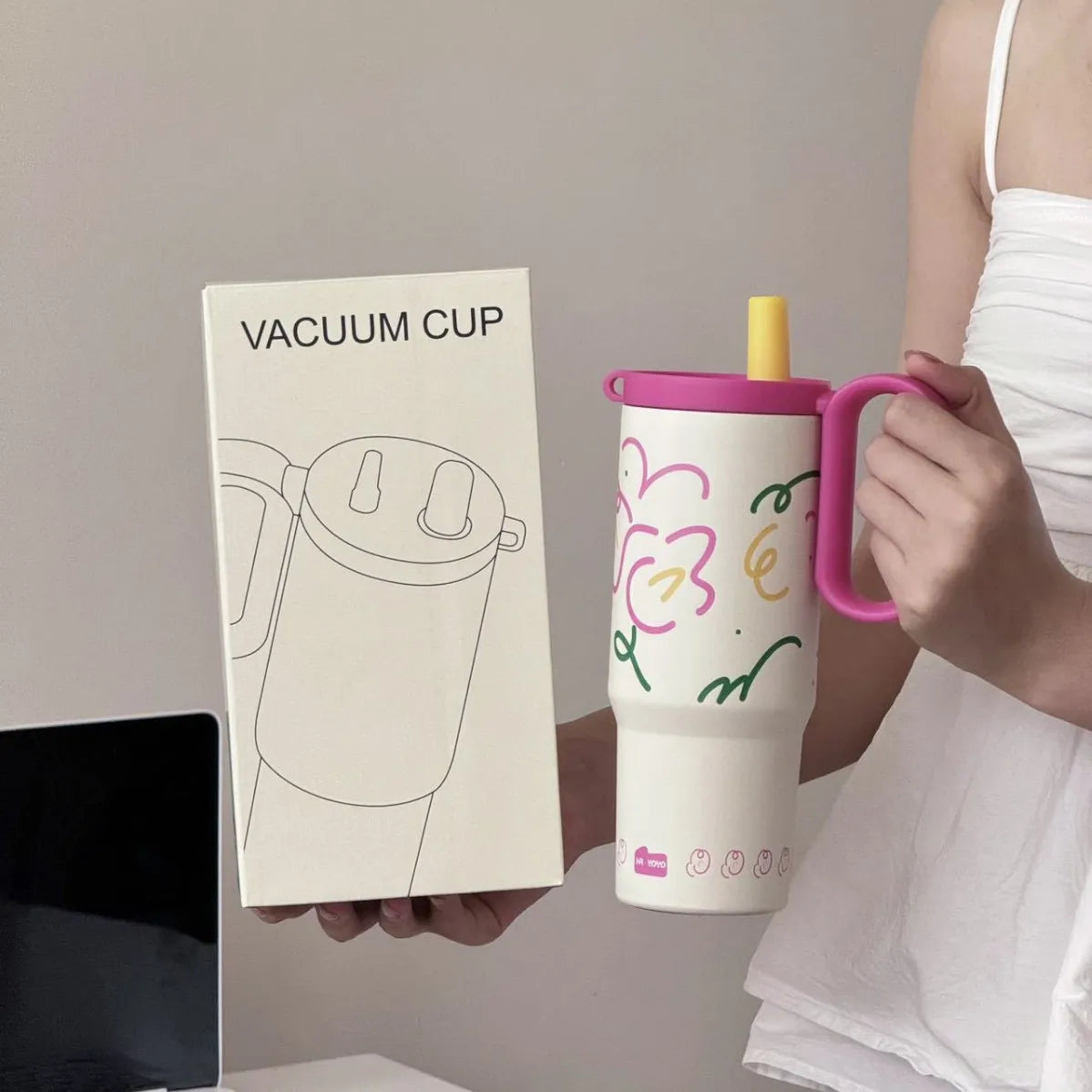 720ml 316 Stainless Steel Vacuum Tumbler | Hot & Cold Flask Vacuum Insulated Tumbler Zpaxo Rose red 720ML