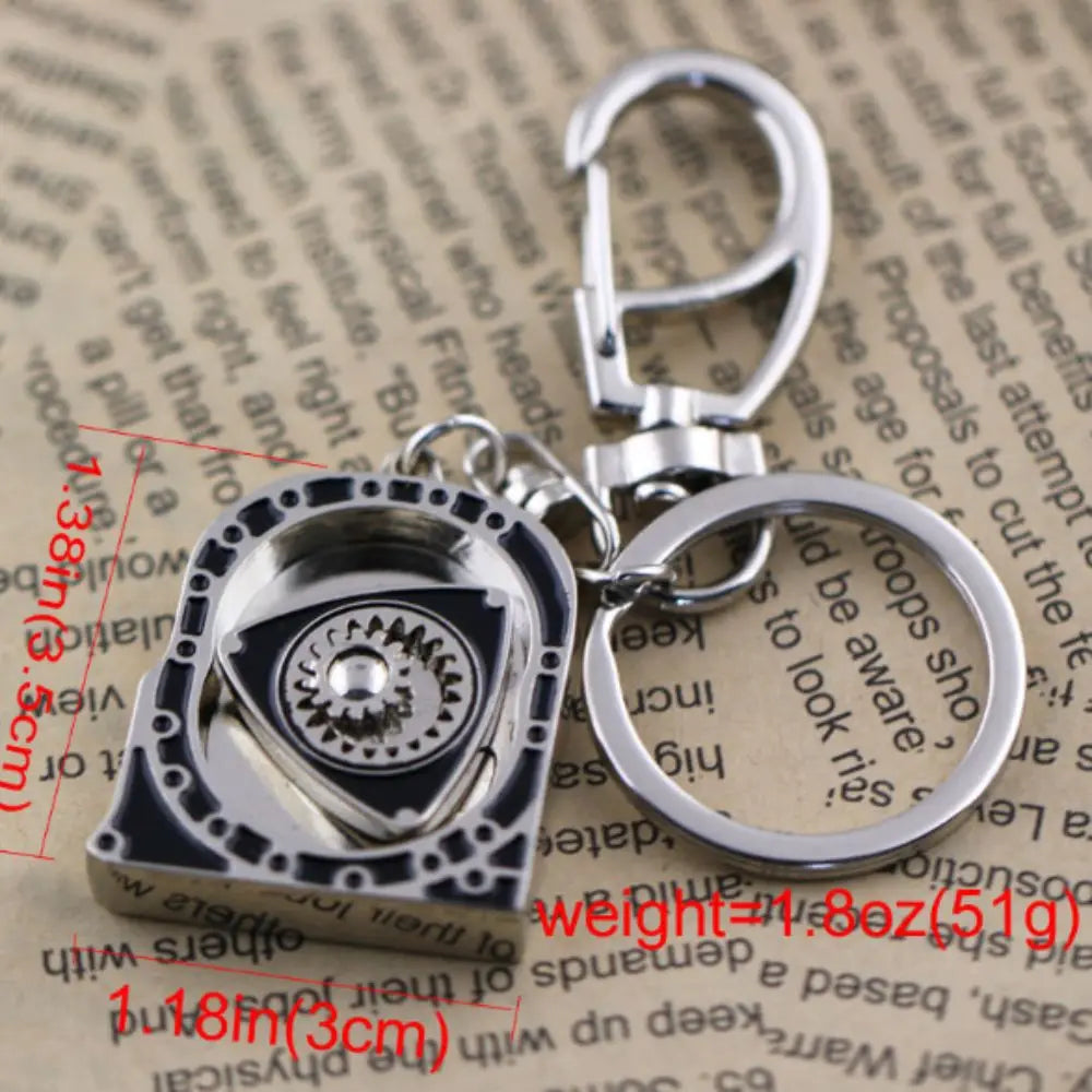 Zinc Alloy Spinning Rotor Keychain Mechanical Smooth Automotive Engine Rotary Keyring High Playability Creative Zpaxo