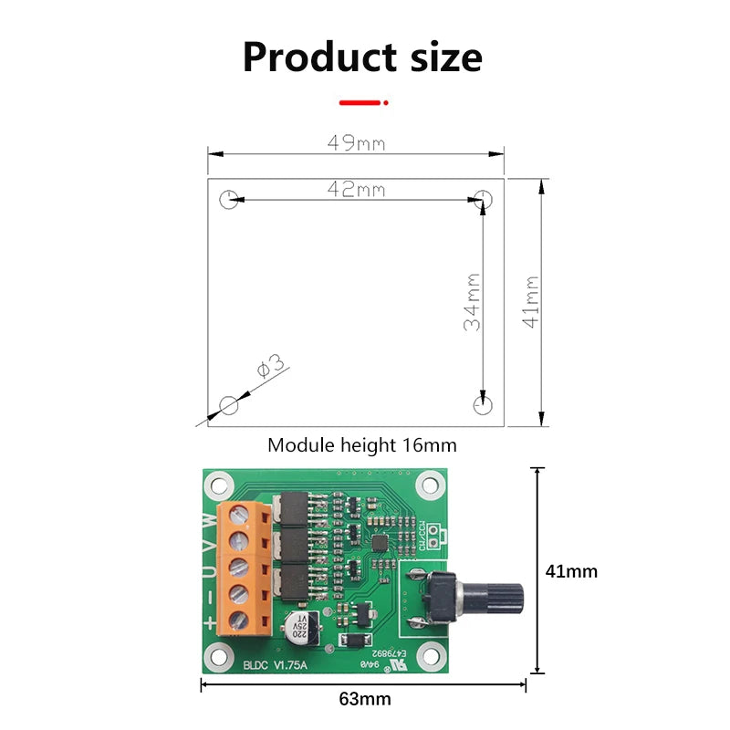 Superior Grade Dc Brushless Motor Control Board Designed 6V12V24V CD Zpaxo onesize