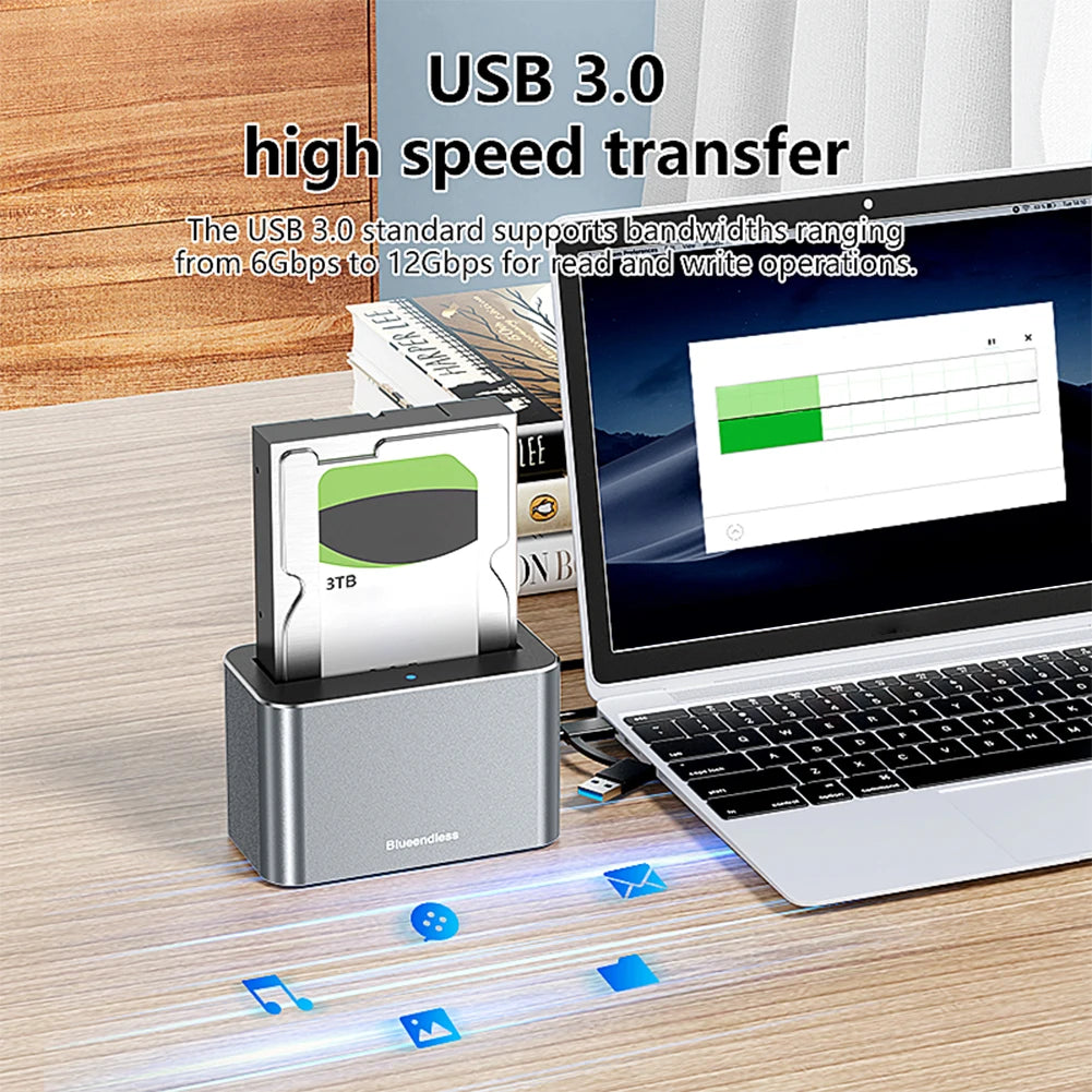 Hard Drive Dock SAS USB 3 0 Adapter 5Gbps SATA Enclosure Support Up