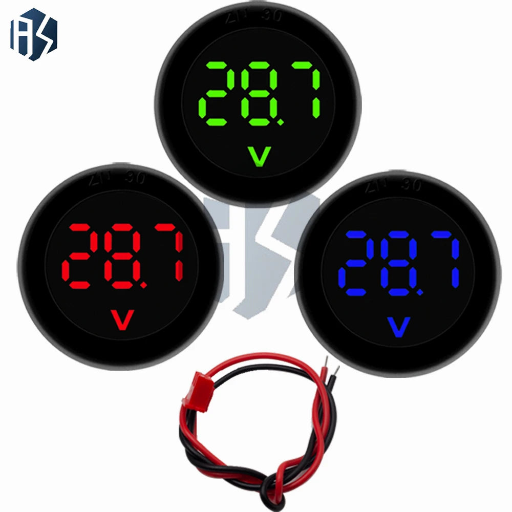DC5-100V Digital Voltmeter LED Digital Display Circular Voltmeter Car Voltage Current Meter Volt Detector Tester Monitor Panel Zpaxo