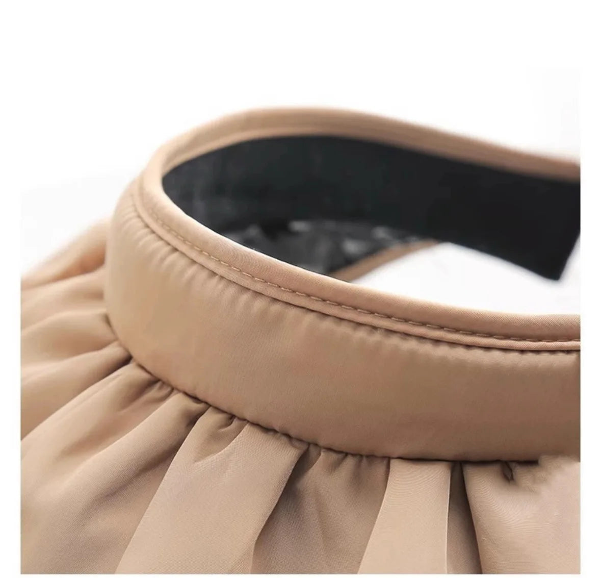UPF50+ Women's Crownless Sun Hat Foldable Headband Korean Wide Brim