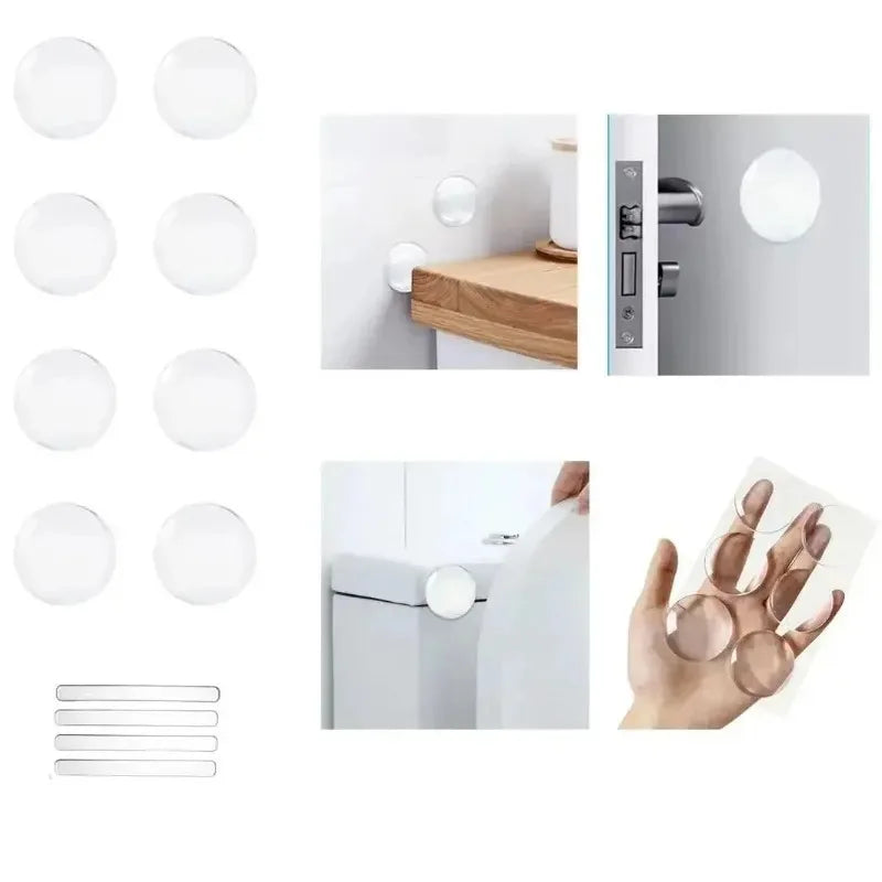 Self-adhesive Bumper Setdoor Handles Doorstop for Wall Transparent Wall Protector Anti Bump Washable Reusable Round DoorStopper Zpaxo