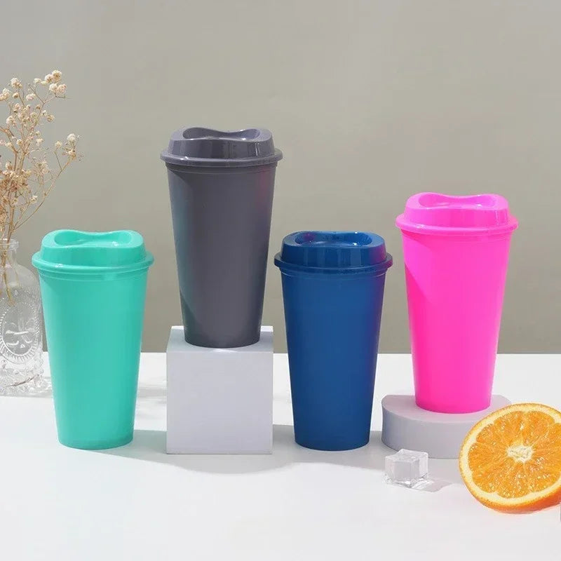 475ML Large Capacity Plastic Straw Cup for Birthday Parties Coffee Drinking Reusable Macaron Colored Straw Cup Takeaway New Zpaxo