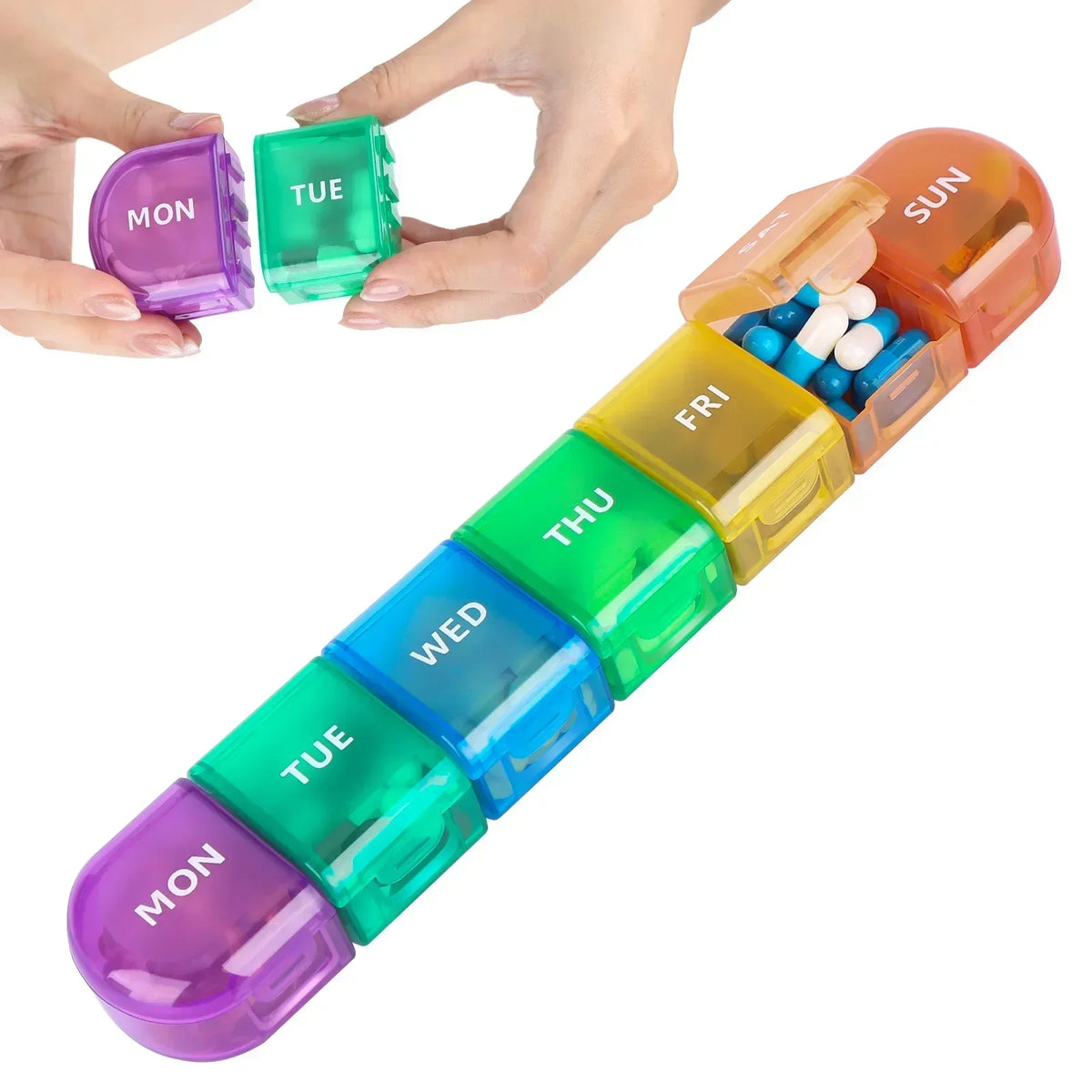 Container Pill Organizer Weekly Capsule Box 7 Days Separable Pillbox Zpaxo Colorful