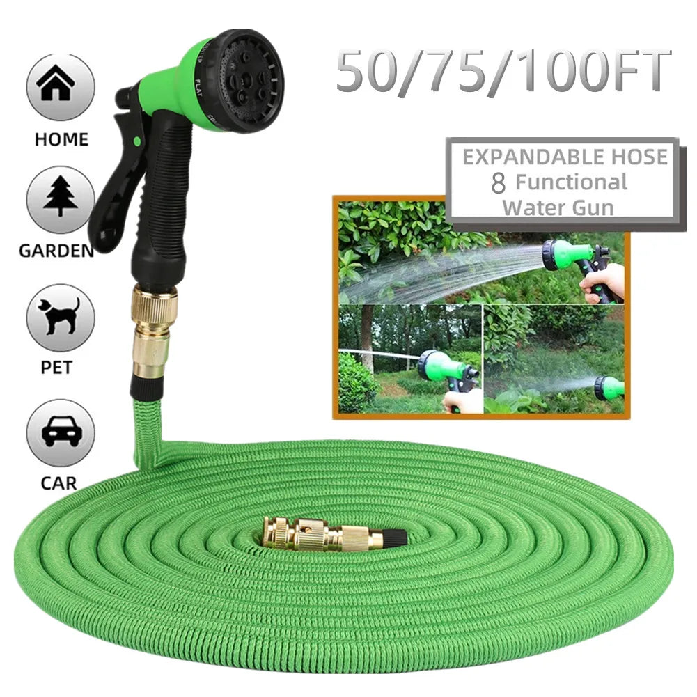 Garden Water Hose Expandable Double Metal Connector High Pressure Pvc Reel Magic Water Pipes for Garden Farm Irrigation Car Wash Zpaxo