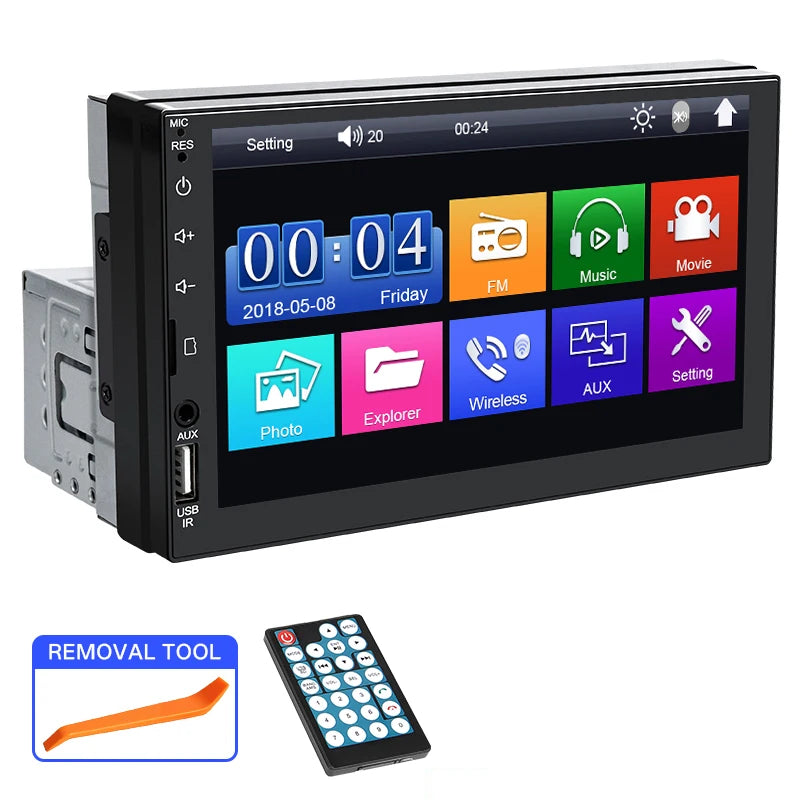 HIPPCRON 7-Inch Touchscreen 1 DIN Car MP5 Player Wireless AUX USB