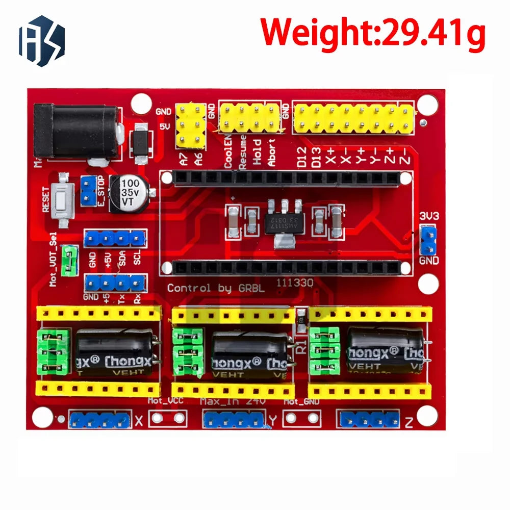 ‌"GRBL-Compatible CNC Shield V4 & Nano 3.0 Bundle with 3x DRV8825 Stepper Drivers – 45V 2.5A Motor Control, 1/32 Microstepping Zpaxo