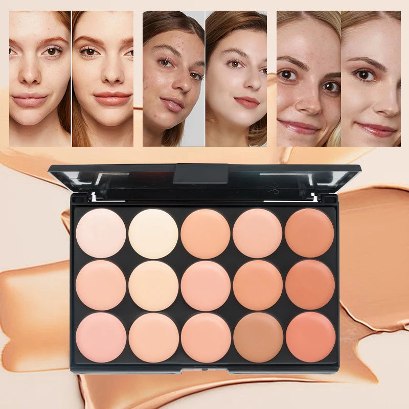 15 Colors Face Concealer Cream Contour Palette,Moisture Cream Makeup Foundation Full Coverage Foundation Covering Perfect Makeup Zpaxo