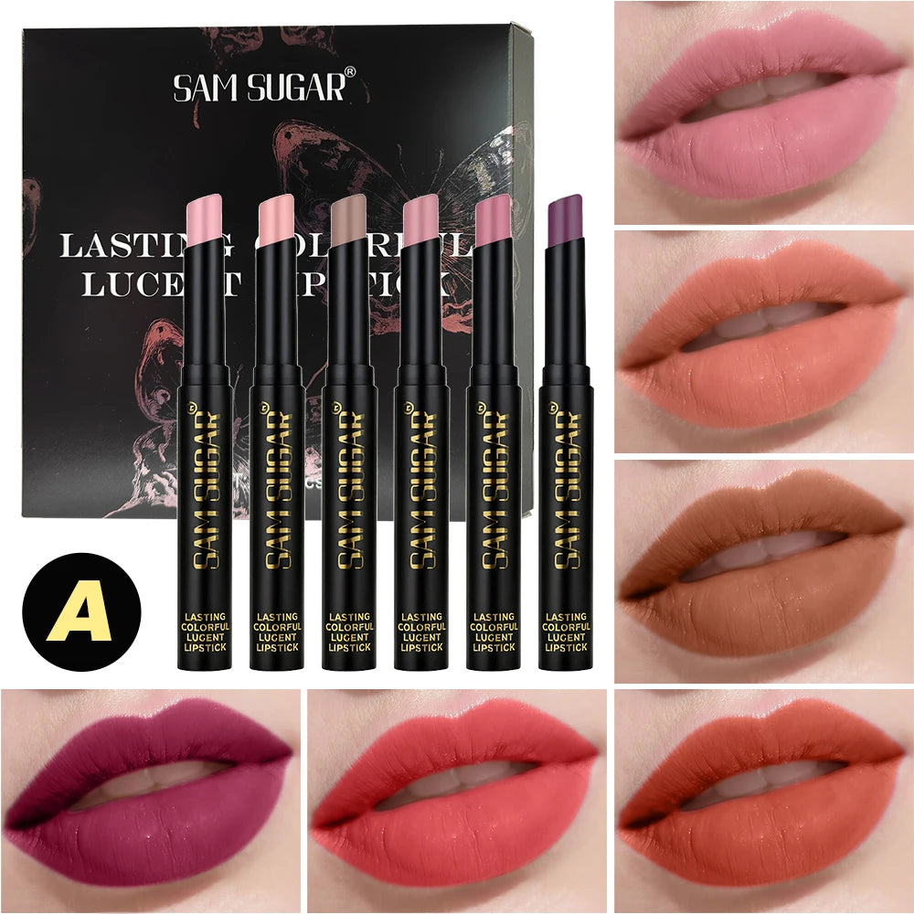 6-piece Rotating Lip Gloss Waterproof Smudge-proof Easy Apply Natural