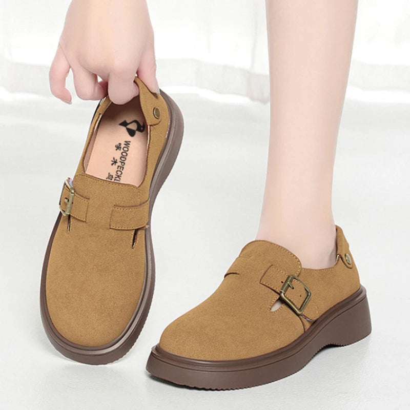 Spring Autumn Wedge Single Shoes Soft Leather Comfortable Sole Zpaxo