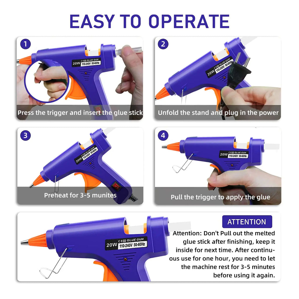 20W Hot Melt Glue Gun Household Industrial Mini Guns Electric Heat Temperature Tool Use 7mm Glue Sticks Zpaxo