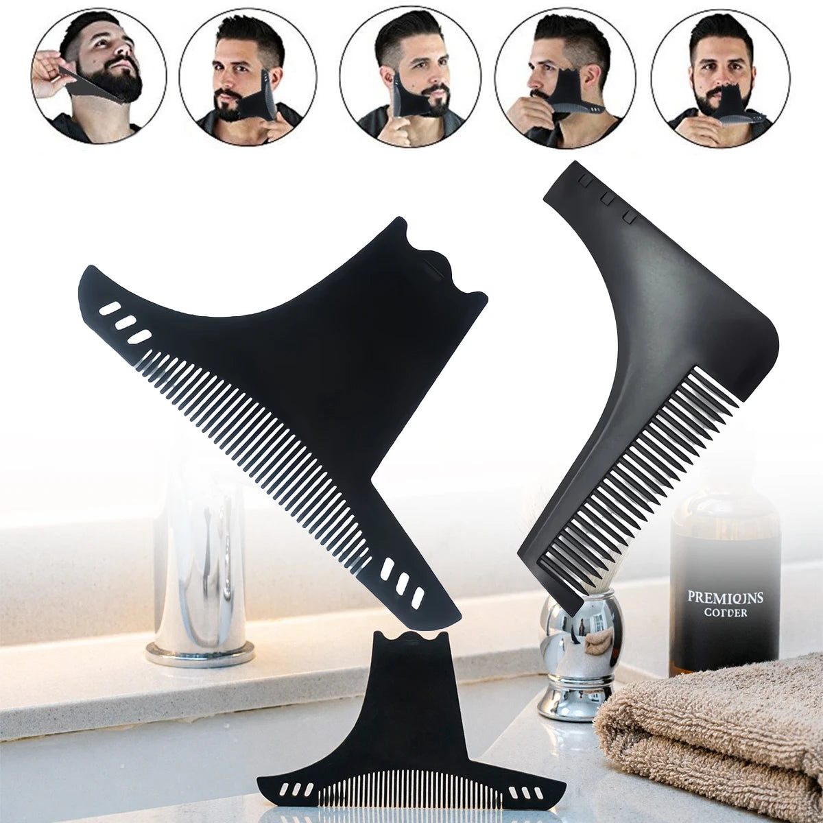 Beard Shaping Tool & Comb – Non-Slip Line Up Guide for Men